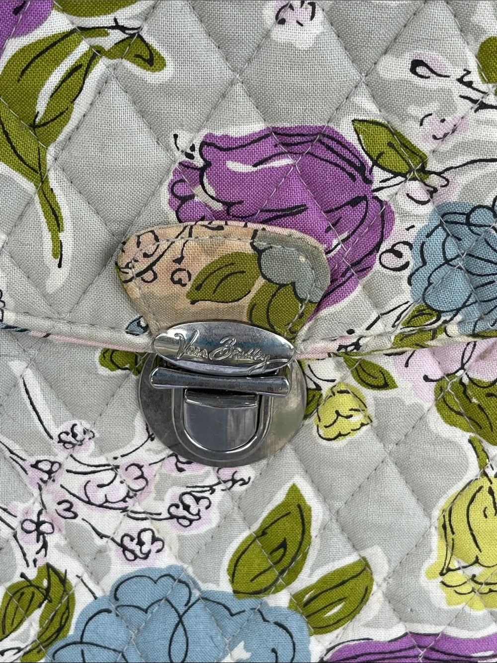 Vera Bradley Quilted Floral Laptop Satchel in Beige, Purple & Blue